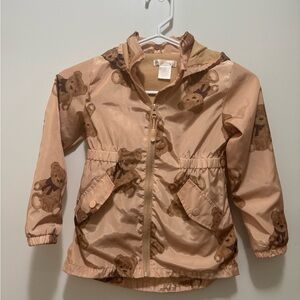 Tan Camouflage Raincoat with Hood and Elastic Cuffs